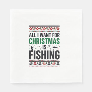 Christmas Fishing Ugly Sweater Design Napkin