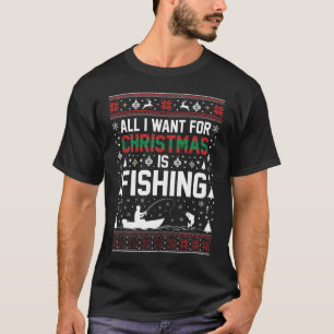 Christmas Fishing Ugly Sweater Vector