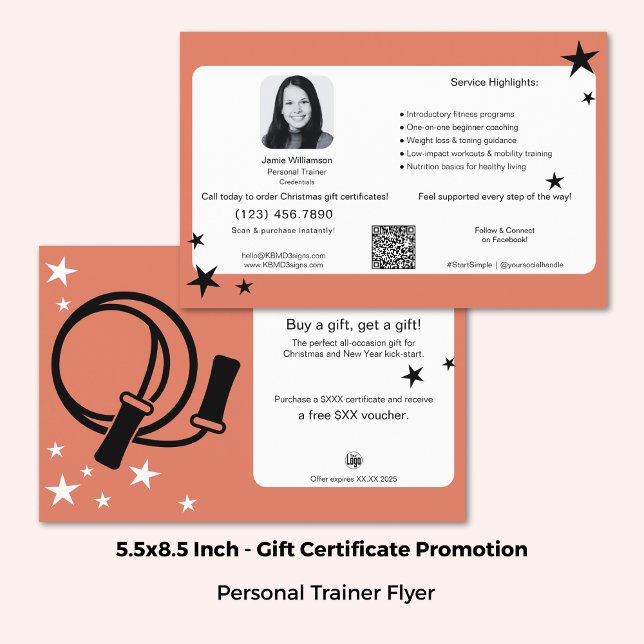 Christmas Fitness Gift Certificate Promotion Flyer (5.5x8.5 Inch, Christmas Fitness Gift Certificate Promotion Flyer)