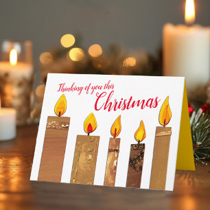 Christmas five lit candles paper art holiday card