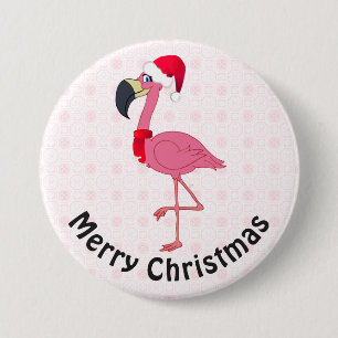 Christmas Flamingo 3 Inch Round Button