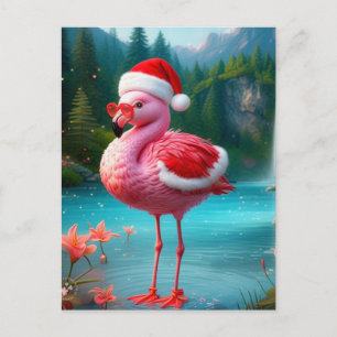 Christmas Flamingo As Santa Claus-47475 Postcard