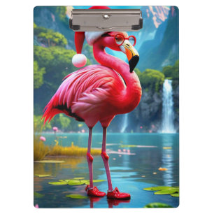 Christmas Flamingo As Santa Claus-47476 Clipboard