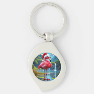 Christmas Flamingo As Santa Claus-47476 Key Ring