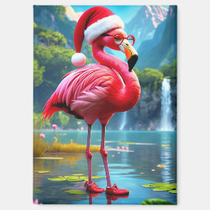Christmas Flamingo As Santa Claus-47476 Magnet