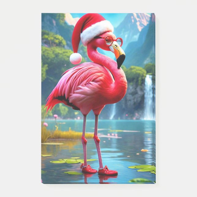 Christmas Flamingo As Santa Claus-47476 Post-it Notes (Front)