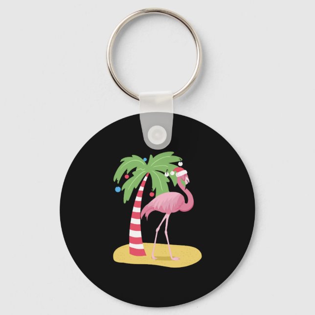Christmas Flamingo Beach Key Ring (Front)