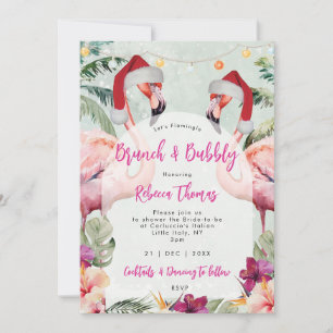 Christmas flamingo brunch bridal shower invitation