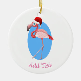 Christmas Flamingo. Ceramic Ornament