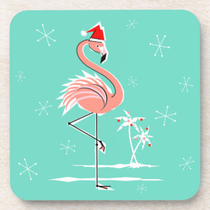 Christmas Flamingo coasters plastic