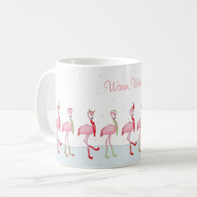 Christmas flamingo coffee mug (Front Left)