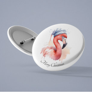 Christmas Flamingo, customisable 3 Cm Round Badge