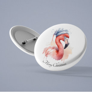 Christmas Flamingo, customisable 3 Cm Round Badge