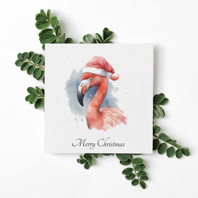 Christmas Flamingo customisable Holiday Card (Creator Uploaded)
