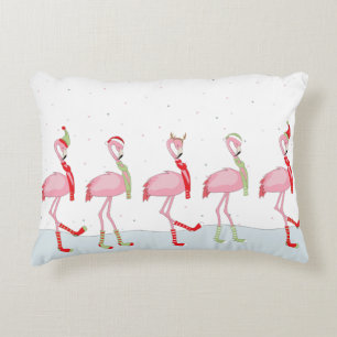Christmas flamingo decorative cushion