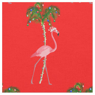Christmas Flamingo Fabric