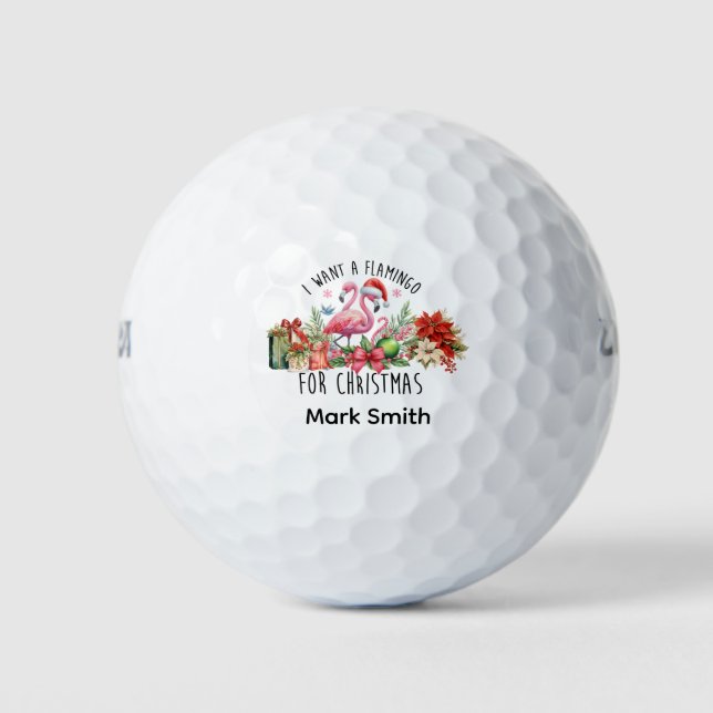 Christmas Flamingo for Florida Golfer Golf Balls (Front)