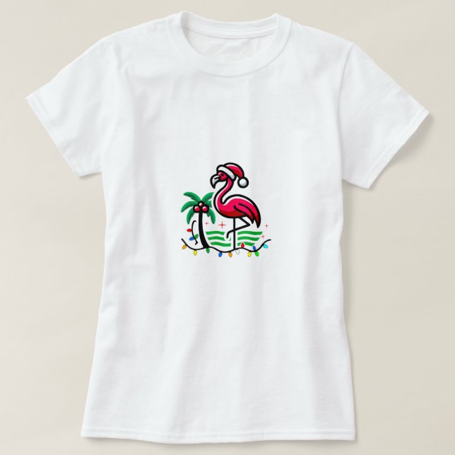 "Christmas Flamingo Fun" T-Shirt (Design Front)