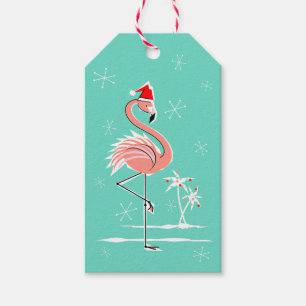 Christmas Flamingo gift tags aqua back