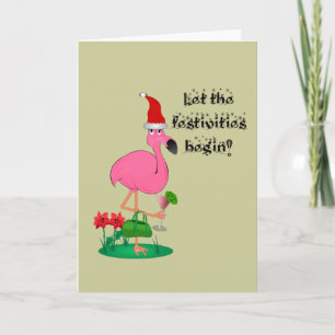 Christmas Flamingo Greeting Card