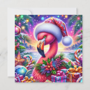 Christmas Flamingo Greeting Card