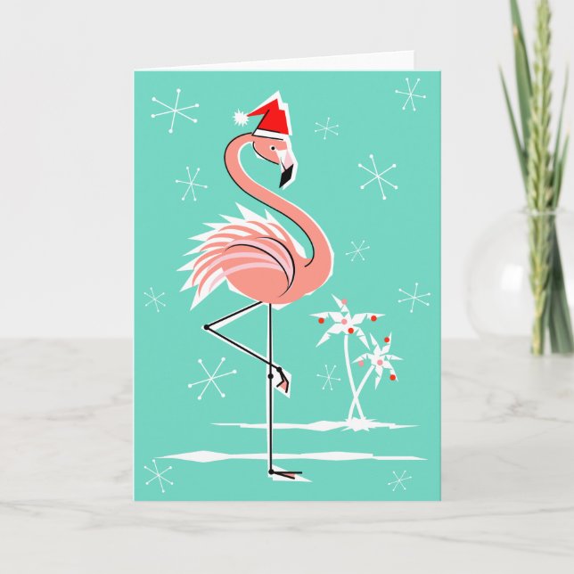 Christmas Flamingo greetings card (Front)