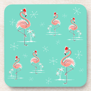 Christmas Flamingo Group coasters plastic