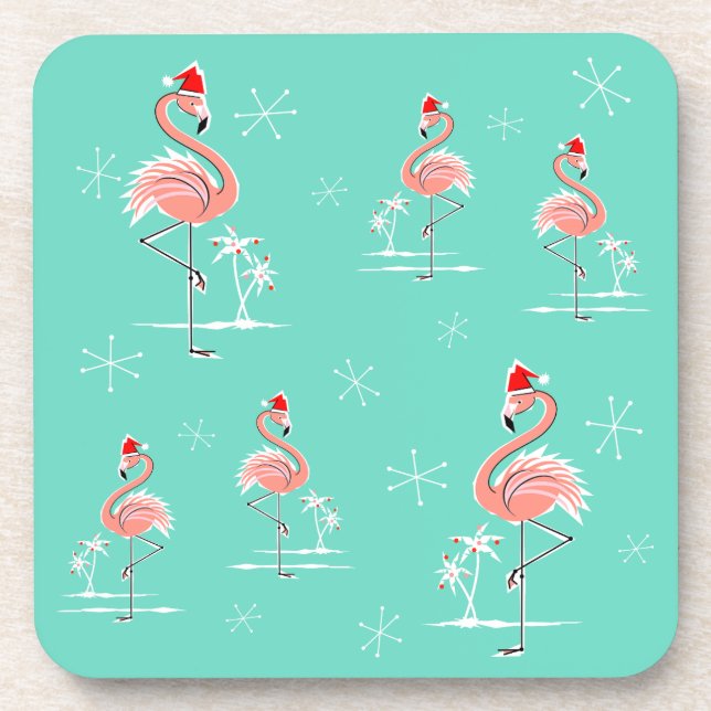 Christmas Flamingo Group coasters plastic (Front)