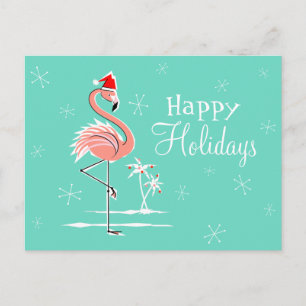 Christmas Flamingo Happy Holidays horizontal Holiday Postcard