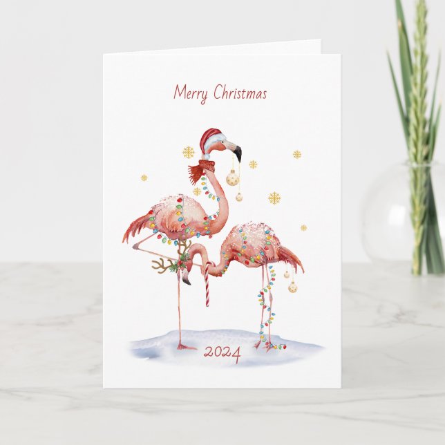 Christmas Flamingo Holiday Card (Front)