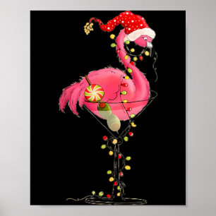 Christmas Flamingo In Martini Gl For Trocal Holida Poster