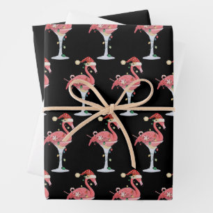 Christmas Flamingo Lights Xmas Tropical Animal  Wrapping Paper Sheet