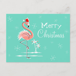 Christmas Flamingo Merry Christmas horizontal Holiday Postcard