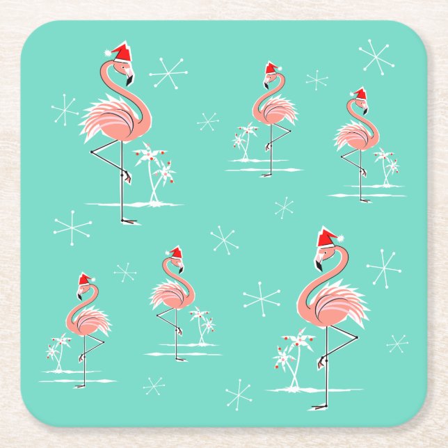 Christmas Flamingo Multi coaster square (Front)