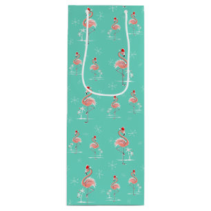 Christmas Flamingo Multi wine gift bag