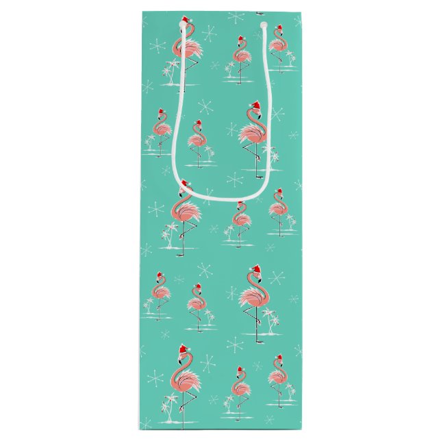 Christmas Flamingo Multi wine gift bag (Front)