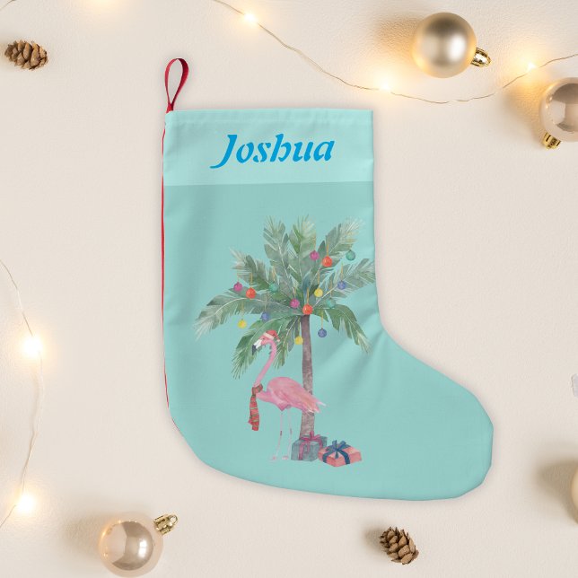 Christmas Flamingo Name  Small Christmas Stocking (Creator Uploaded)
