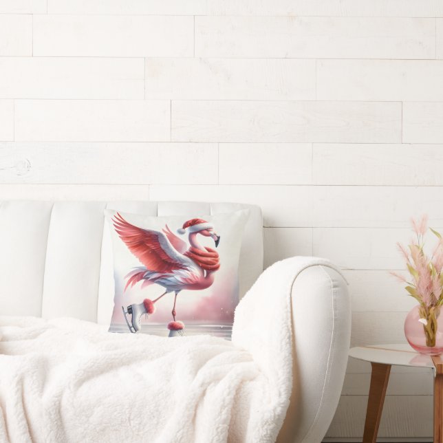 Christmas Flamingo On Skates Cushion (Couch)