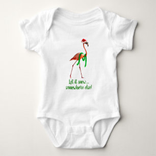 Christmas Flamingo on the Beach Baby Bodysuit