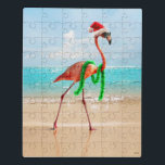 Christmas Flamingo on the Beach Jigsaw Puzzle<br><div class="desc">Wishing you warmest Holiday wishes! | Avanti,  the Global Humor Brand™ has been entertaining the world with its Feel Good Funny greeting cards for over 40 years. Our characters live life to the fullest and celebrate the humor in everyday life.</div>