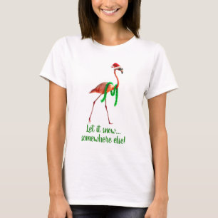 Christmas Flamingo on the Beach T-Shirt