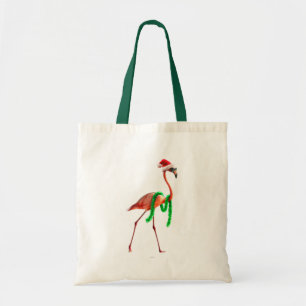 Christmas Flamingo on the Beach Tote Bag