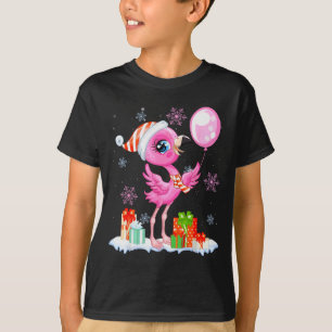 Christmas Flamingo Pajama Matching Santa Hat Xmas  T-Shirt