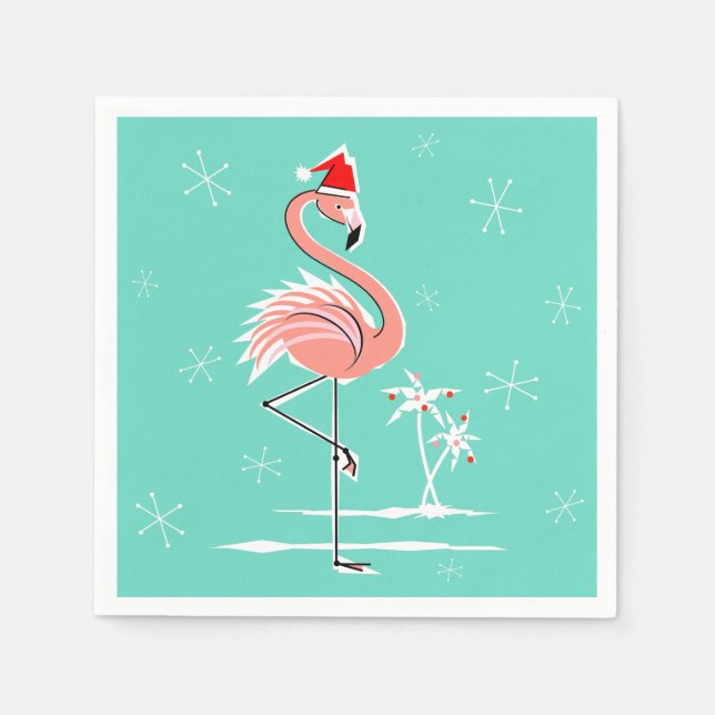Christmas Flamingo paper napkin (Front)