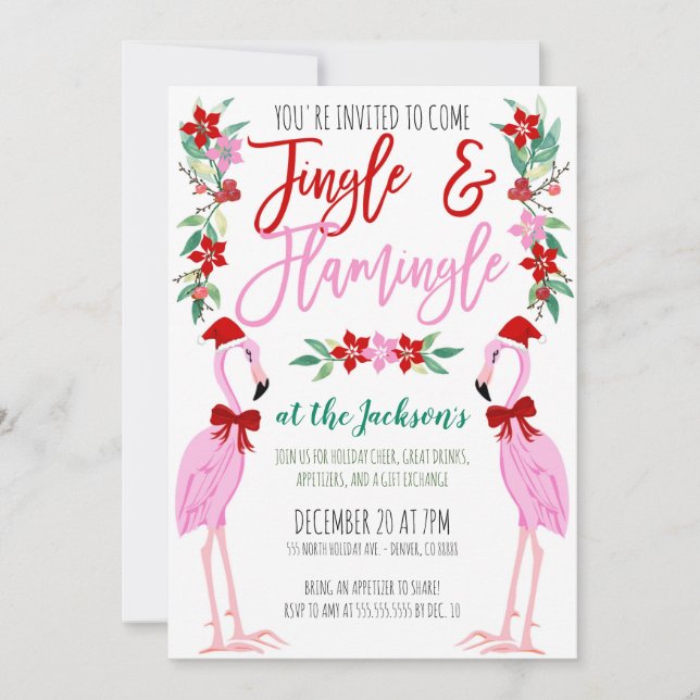 Christmas Flamingo Party Invitation (Front)
