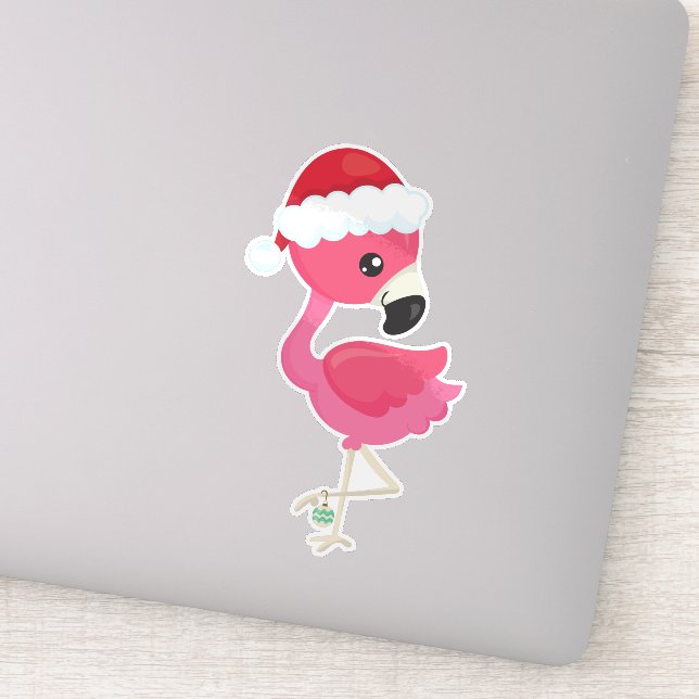 Christmas Flamingo, Pink Flamingo, Santa Hat, Bird (Detail)