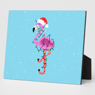 Christmas Flamingo Plaque