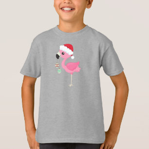 Christmas Flamingo, Santa Hat, Christmas Ornaments T-Shirt