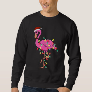 Christmas Flamingo Santa Hat Xmas Lights Flamingo Sweatshirt