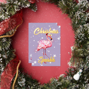 Christmas Flamingo Sparkle Purple